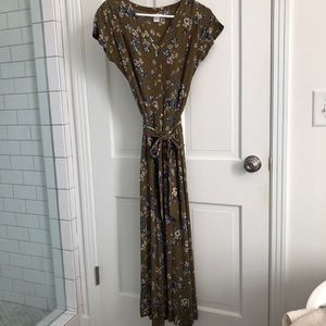 Green floral long dress